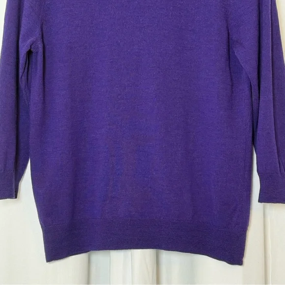 J.Crew 100% Merino Wool Lightweight 3/4 Sleeve Sweater Women’s Large Purple - Picture 5 of 9